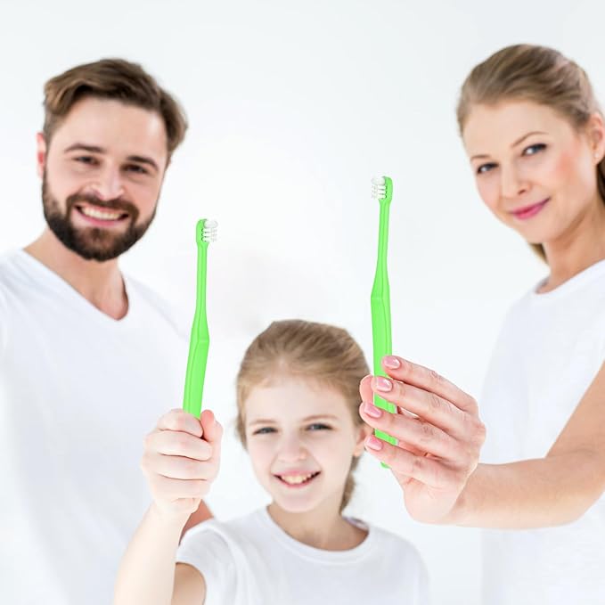 WLLHYF 2 Pieces Tuft Toothbrush Small Head End Tapered Wisdom Interdental Interspace Nursing Soft Tiny Toothbrush Orthodontic Periodontal Dental Products(Green)