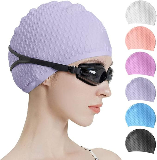 Tripsky Silicone Swim Cap,Comfortable Bathing Cap Ideal for Curly Short Medium Long Hair, Swimming Cap for Women and Men, Shower Caps Keep Hairstyle Unchanged…-StrideForce Fitness