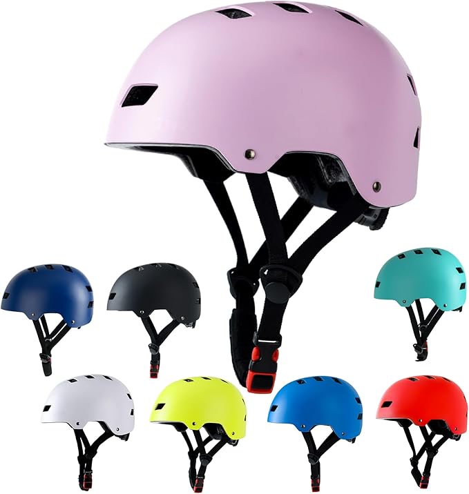 Bike Helmet 3 Sizes for Teenager Kids Youth Adults,Bavilk Skateboard Helmet Adjustable Multi-Sport Bicycle Cycling Scooter Roller Skate Inline Skating Rollerblading for Girls Boys Women Men Teen-StrideForce Fitness