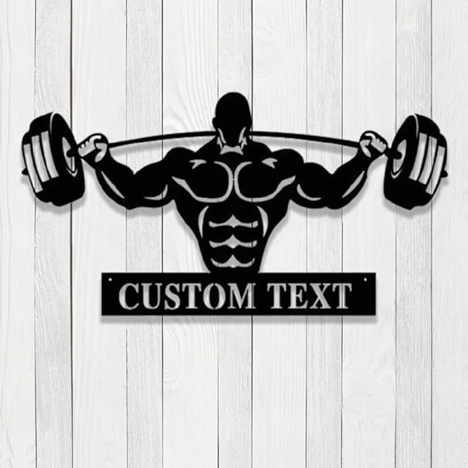 Powerlifting Personalized Lights Metal Wall Decor, Powerlifting Custom Monogram Wall Decor, Gym Metal Signs, gifts for men, husband, dad, papa, grandpa, father day sign-StrideForce Fitness