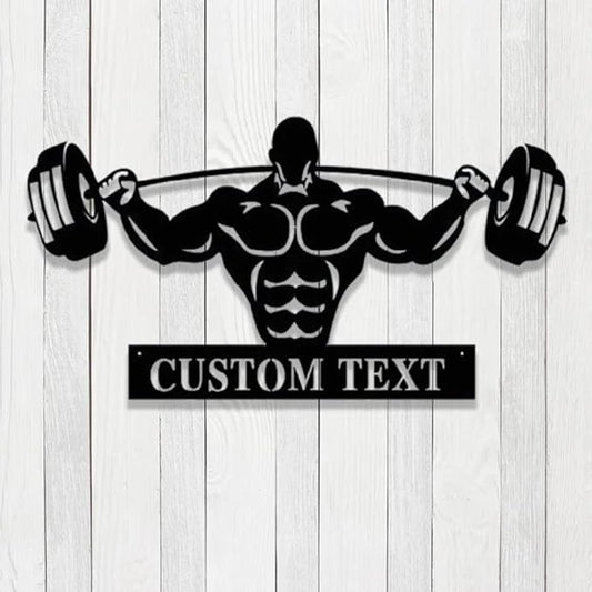 Powerlifting Personalized Lights Metal Wall Decor, Powerlifting Custom Monogram Wall Decor, Gym Metal Signs, gifts for men, husband, dad, papa, grandpa, father day sign-StrideForce Fitness