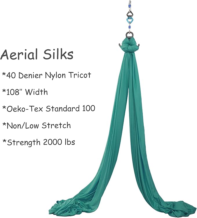 Aerial Silks Yoga Swing Set - 9/11 Yards Aerial Yoga Hammock Kit Anti-Gravity Flying for Fitness, Low/Non Stretch Nylon Tricot Fabric Hardware Included for Dance-StrideForce Fitness