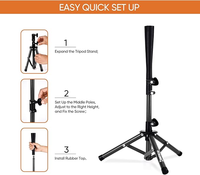 Baseball Softball Tee for Kids Toddles 3-10 Years Batting Hitting Tee T Ball Set Stand for Baseball Trainer Easy Adjustable Height 20.5''-29.5''Portable w/Carry Bag for Indoor Outdoor-StrideForce Fitness