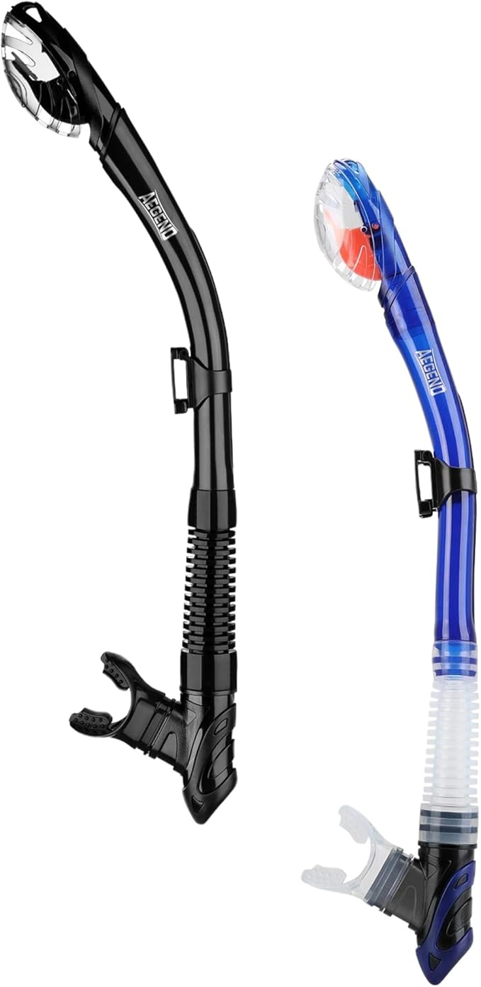 Aegend Dry Snorkel, Dive Mask Easy-Breath Free Diving Snorkel for Snorkeling Scuba Diving Freediving Swimming, with Top Dry Valve and Food-Grade Silicone Mouthpiece-StrideForce Fitness