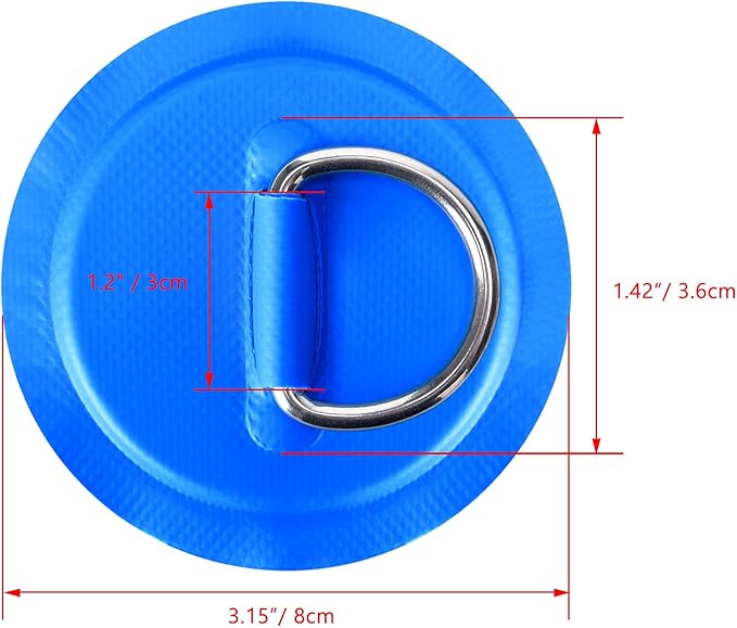 TOBWOLF 6 Pack Stainless Steel D-Ring Patch for Inflatable Boat Kayak Dinghy SUP, D-Ring PVC Patch Stand-Up Paddleboard Canoe Rafting Accessories, NO Glue Included-StrideForce Fitness