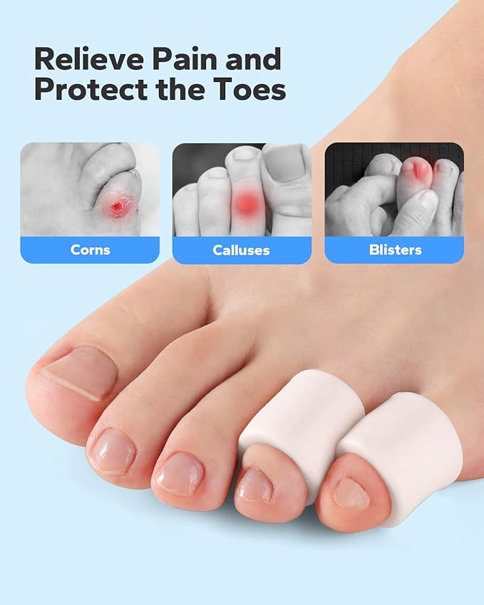 Silicone Toe Sleeves (24 Count), Pain Relief Pinky Toe Protector, Corn Protectors for Toes, Corn Pads for Pinky Toe, Gel Toe Protector for Bunion Blisters, Corns, Hammer Toes, Toenails Loss-StrideForce Fitness