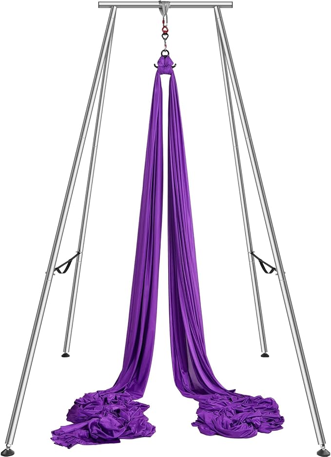 VEVOR Aerial Yoga Frame, 9.67 ft Height Swing Stand, Max 551.15 lbs Load Chrome-Plated Steel Pipe Inversion Yoga Rig for Indoor Outdoor Use-StrideForce Fitness
