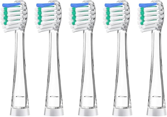 Teeteck 5 Pack Kids Toothbrush Replacement Heads Compatible with SEAGO SG513/SG977/SGEK6, DadaTech DT-K6/DT-BB1/DT-977, Brush-Baby WildOnes (Ages 18-36 Months/Green)
