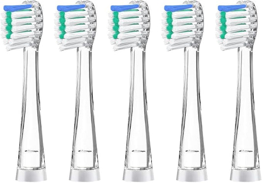 Teeteck 5 Pack Kids Toothbrush Replacement Heads Compatible with SEAGO SG513/SG977/SGEK6, DadaTech DT-K6/DT-BB1/DT-977, Brush-Baby WildOnes (Ages 18-36 Months/Green)