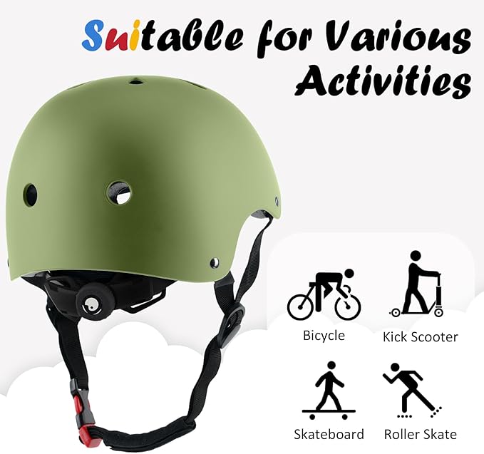 Kids Bike Helmet, Adjustable and Multi-Sport, from Toddler to Youth, 3 Sizes-StrideForce Fitness