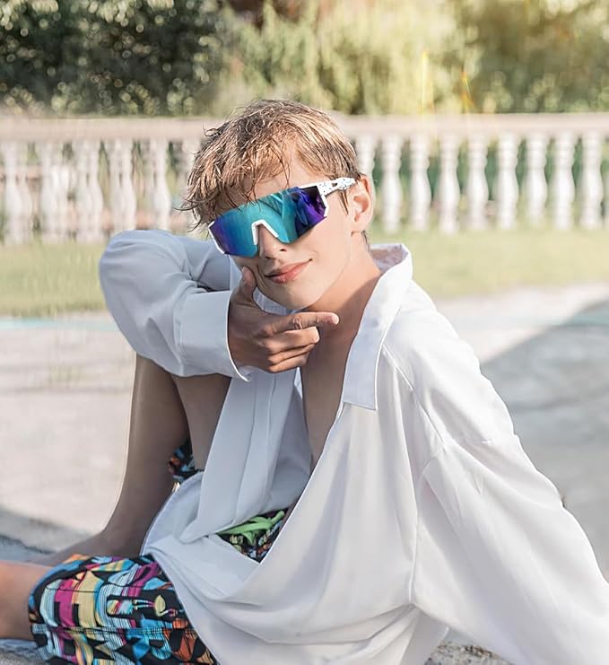 Youth Baseball Sunglasses Kids Sports Sunglasses for Boys Girls Softball Cycling Glasses UV400 Protection-StrideForce Fitness