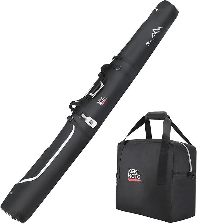 KEMIMOTO Ski Bag and Boot Bag Combo, Snowboard Bag Padded Ski Bags for Air Travel, Snow Ski Bags Fit Skis Up to 200cm, Ski Double Bag Combo-StrideForce Fitness