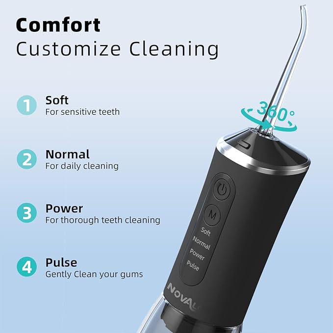 Water Dental Flosser for Teeth Pick, Cordless 360ML Tank 5 Jet Tips Electric Flosser, Rechargeable 4 Mode IPX7 Oral Irrigator for Implants, Brace & Sensitive Teeth Care, Home & Travel Use