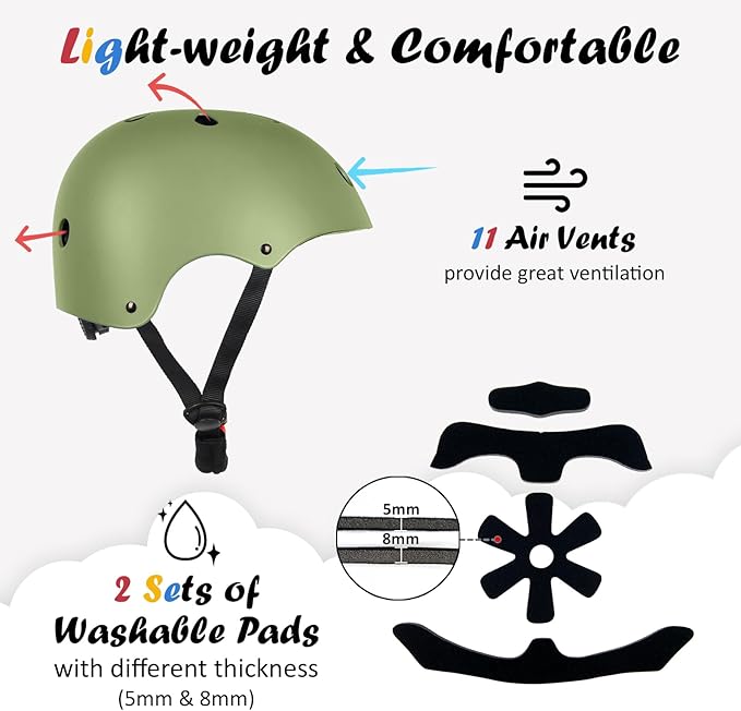 Kids Bike Helmet, Adjustable and Multi-Sport, from Toddler to Youth, 3 Sizes-StrideForce Fitness