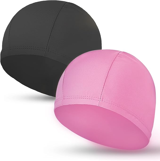 2pcs Cloth Swim Caps for Both Women & Men & Kids Fabric Durable Non-Waterproof Elastic Swimming Pool Cap Bathing Cap for Long and Short Hair-StrideForce Fitness