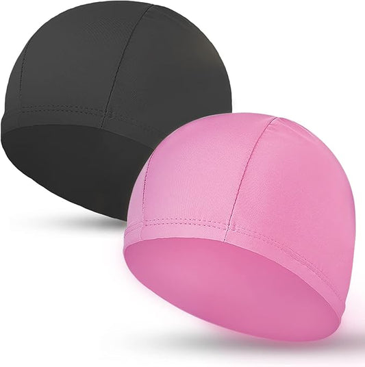 2pcs Cloth Swim Caps for Both Women & Men & Kids Fabric Durable Non-Waterproof Elastic Swimming Pool Cap Bathing Cap for Long and Short Hair-StrideForce Fitness