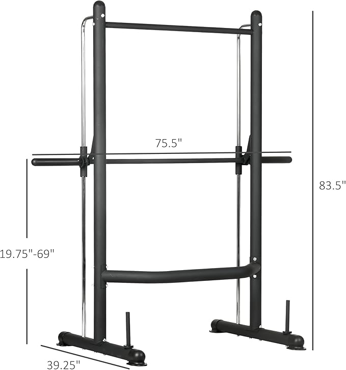 Soozier Squat Rack with Pull-Up Bar, Adjustable Power Rack with Barbell Bar, Multi-Functional Bench Press Rack for Home Gym Strength Training-StrideForce Fitness