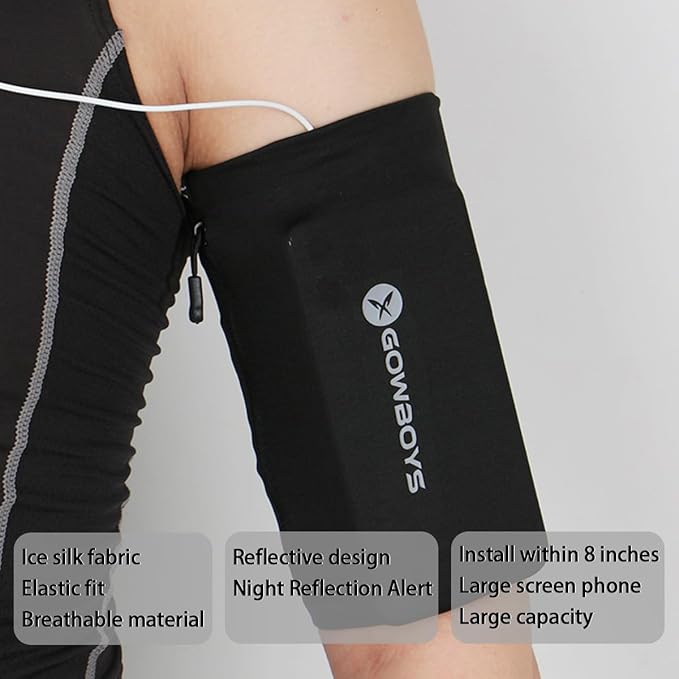 Running Phone Armband for Men Women,Universal Arm Bands for Phones Below 8 Inches,Waterproof Cell Phone Armband for Hiking,Running,Cycling,Climbing(Black L)-StrideForce Fitness