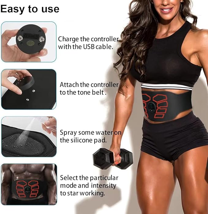 EMS Muscle Stimulator, ABS Stimulator, Abdominal Toning Belt Home Office Fitness Workout Equipment for Abdomen-StrideForce Fitness