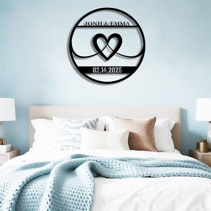 Personalized Wedding Metal Name Sign | Custom Wall Art Gifts for Couples | Custom Metal Signs |Engagement Gift | Anniversary Wedding Date Sign | Bedroom Decor for Couples-StrideForce Fitness