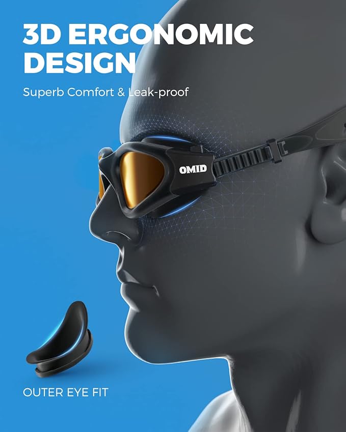 OMID Swim Goggles, P2 Polarized Swimming Goggles for Men Anti-fog Goggles Swimming for Adult Women-StrideForce Fitness