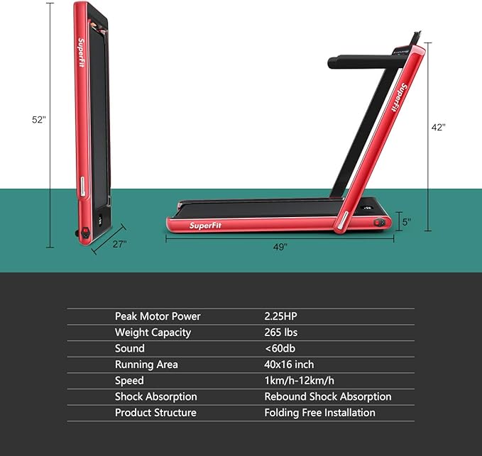 GYMAX Walking Pad, 2.25HP Dual Display Foldable Treadmill for Home with Remote/Smart App Control, Portable Compact Treadmill for Office Under Desk, Folding Running Machine for Small Spaces-StrideForce Fitness