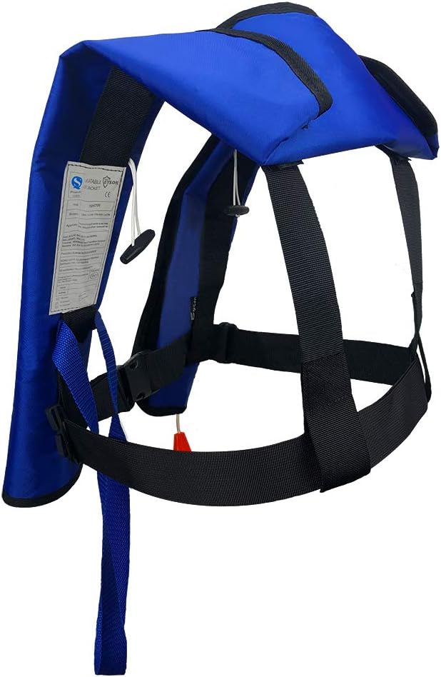 Manual Inflatable Life Jacket|Life Vest for Adults|PFD Low Profile|Supports up to 330 lbs(YSH700)-StrideForce Fitness