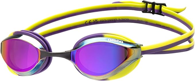 ARENA Unisex Python Racing Swim Goggles for Men and Women Anti-Fog No Leak Max Comfort Dual Strap, Mirror/Non-Mirror Lens-StrideForce Fitness