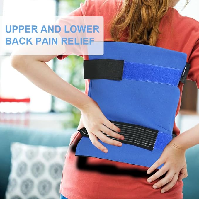 WORLD-BIO Large Gel Ice Pack Wrap for Injuries, Reusable Cold Compress Therapy Ice Pack with Straps for Swelling, Bruises, Hip, Knee Replacement Surgery, Back, Shoulder,11" x 14" Blue-StrideForce Fitness