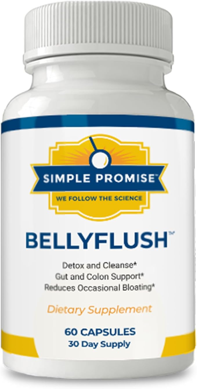 Simple Promise BellyFlush - Gentle Colon & Gut Cleanse Supplement for Comfort with Milk Thistle & Bentonite Clay - Supports Debloat, Digestive Cleanse & Flushing - 60 Capsules-StrideForce Fitness