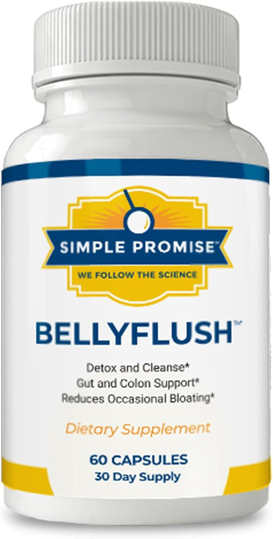Simple Promise BellyFlush - Gentle Colon & Gut Cleanse Supplement for Comfort with Milk Thistle & Bentonite Clay - Supports Debloat, Digestive Cleanse & Flushing - 60 Capsules-StrideForce Fitness
