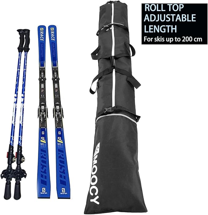 MOOCY Ski Bag for Air Travel, Unpadded Snow Bag Fits Skis Up to 200cm, Carrying Bag for Adults and Children-StrideForce Fitness