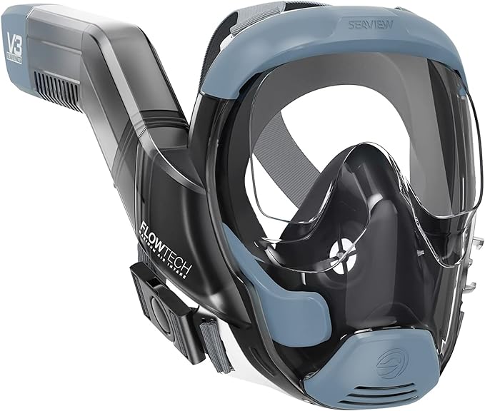 Seaview 180 V3 Full Face Snorkel Mask Adult- The V3 is The Perfect Snorkeling Gear for Adults- Snorkel Mask with 180 Panoramic Viewing and Up to 600% Easier Breathing- Patented Flowtech Air Intake-StrideForce Fitness