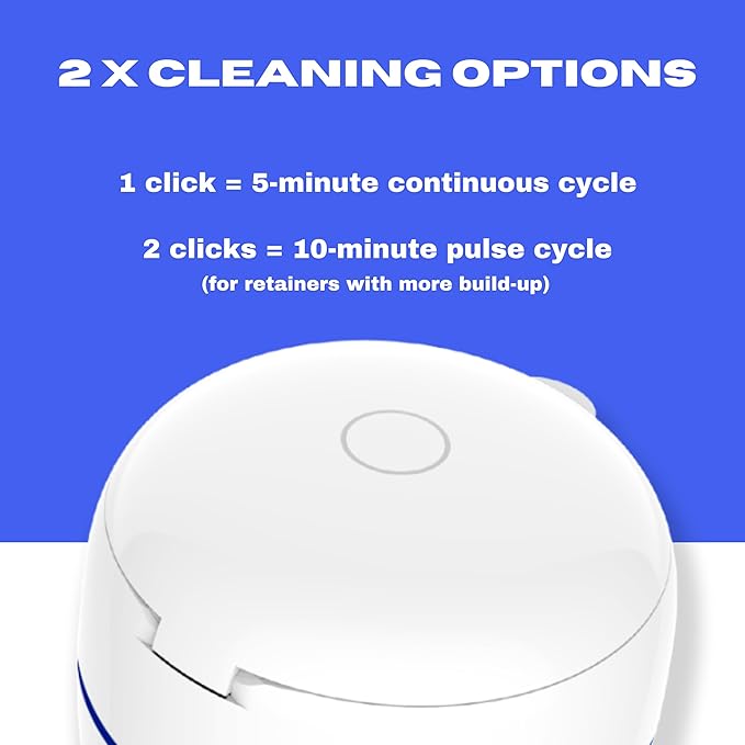 Ultrasonic Retainer Cleaner Machine with UV Lights for Invisalign, Aligner, Night Guard, Denture, Whitening Tray, Mouth Guard and Toothbrush Head - Dental Ultrasonic Cleaning Pod