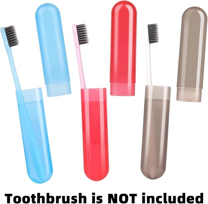 6 Pack Travel Toothbrush Case Breathable Portable Toothbrush Holder Plastic Toothbrush Cover Container for Traveling, Bathroom, School, Home, Business, Camping
