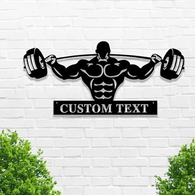 Powerlifting Personalized Lights Metal Wall Decor, Powerlifting Custom Monogram Wall Decor, Gym Metal Signs, gifts for men, husband, dad, papa, grandpa, father day sign-StrideForce Fitness