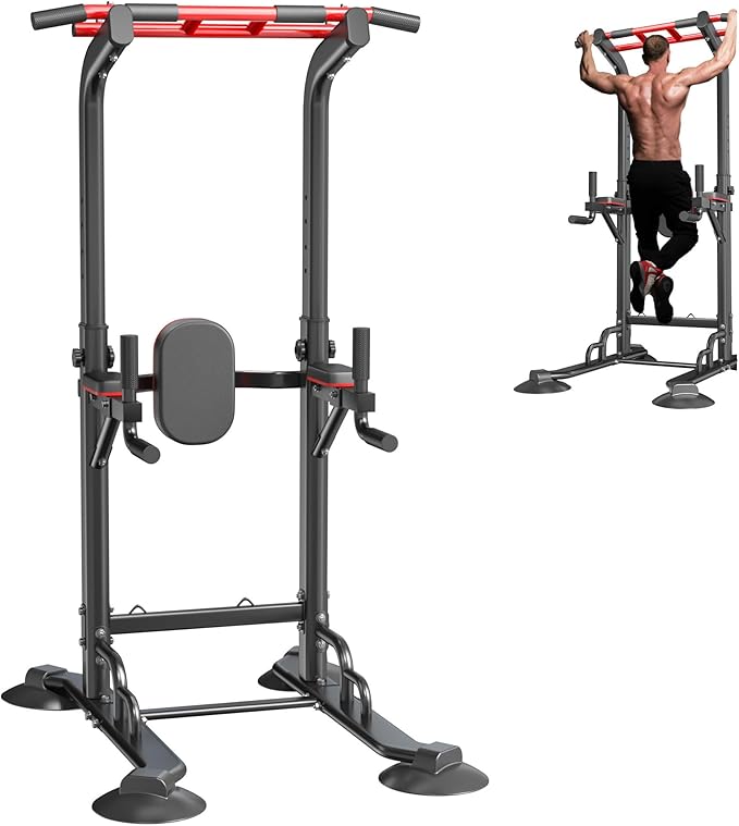 soges Power Tower Pull Up Bar Station, Dip Station for Home Gym, Height Adjustable Heavy Duty Strength Home Training Fitness Workout Equipment-StrideForce Fitness