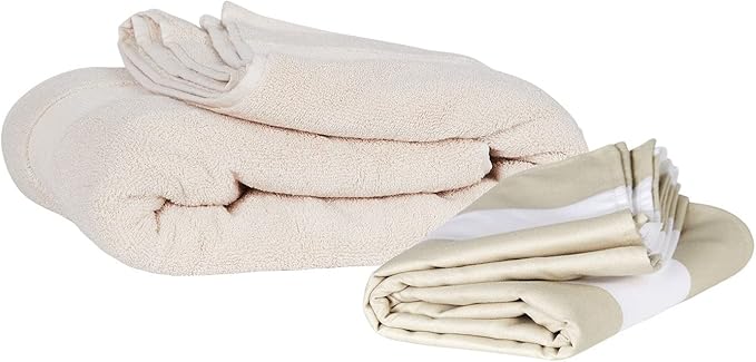 Dock & Bay Beach Towel - Quick Dry, Sand Free - Compact, Lightweight - 100% Recycled - Includes Bag - Cabana Light - Bora Bora Beige - Extra Large (200x90cm, 78x35)-StrideForce Fitness