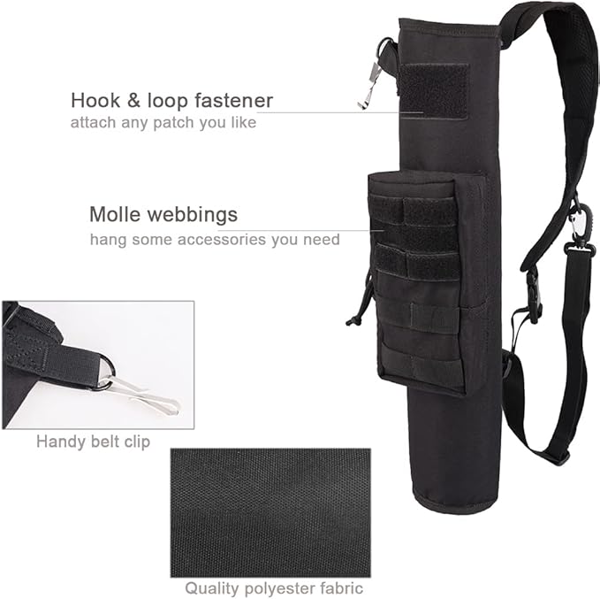 KRATARC Archery Lightweight Back Arrow Quiver Dual Use Foldable Compact Hip Arrows Bag with Molle System Pocket Hanged for Target Shooting Hunting-StrideForce Fitness