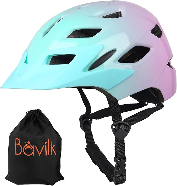 Kids Bike Helmet,Bavilk Kids Boys Girls Bike Helmets with LED Light Detachable Visor Children Youth Teen Multi-Sport for Skating Cycling Scooter Skateboard Adjustable & Lightweight 19.7"-22.4"-StrideForce Fitness