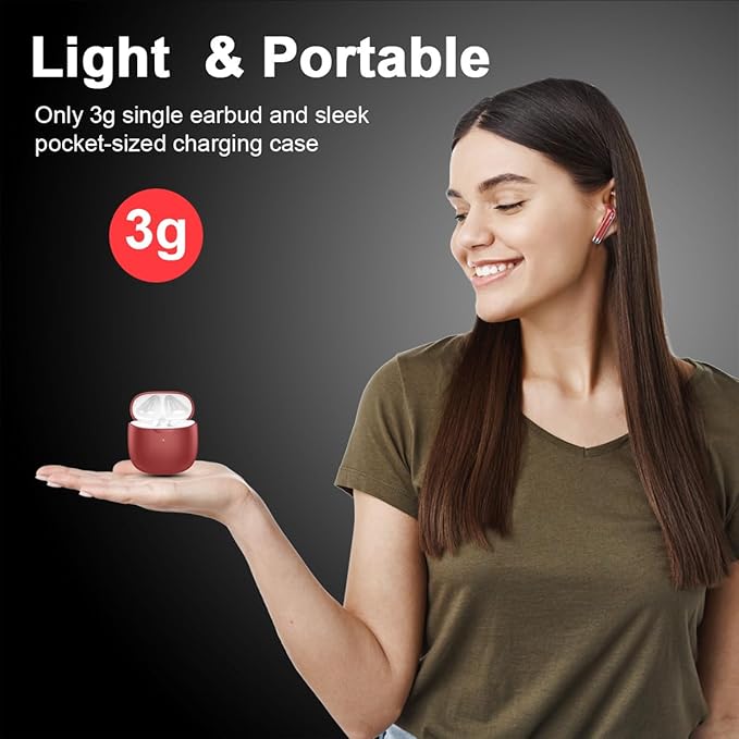 Wireless Earbuds, Bluetooth 5.4 Headphones in Ear with Noise Cancelling Mic, Bluetooth Earbuds Stereo Bass, IP7 Waterproof Sports Earphones, 32H Playtime USB C Charging Ear Buds Red for Android iOS-StrideForce Fitness