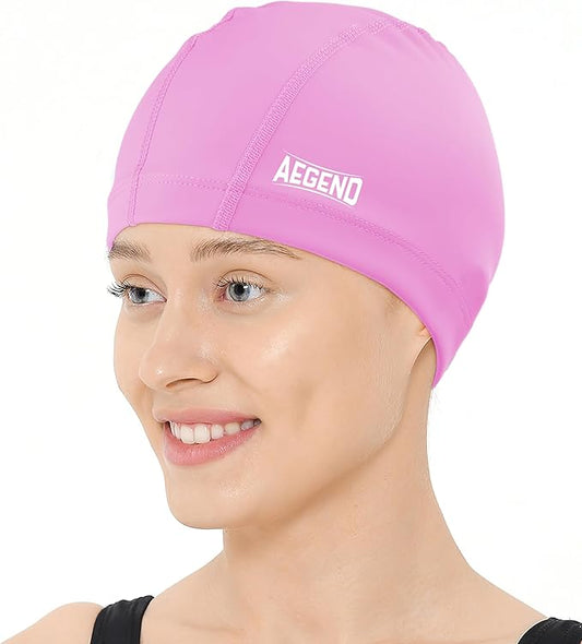 Aegend Fabric Swim Cap, Silicone Waterproof Layer - Breathable Cloth Swimming Cap, Keep Hair Dry with Hight Elasticity for Youth(8-16) Adult, 2 Sizes to Choose-StrideForce Fitness