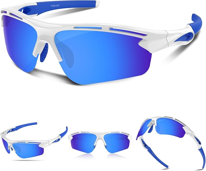 Polarized Sports Sunglasses for Men Women,UV400 Protection Sunglass for Running Cycling Fishing Hiking TR90-StrideForce Fitness