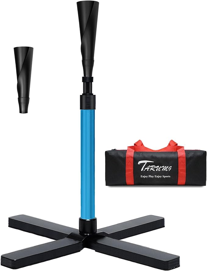 Baseball&Softball Tee,Batting Tee,Adjustable Height:25-37 inches，2 Flexible Top Rubber,X-Style Foldable&Heavy-Duty Base and Carrying Bag for Easy Store&Carrying-StrideForce Fitness