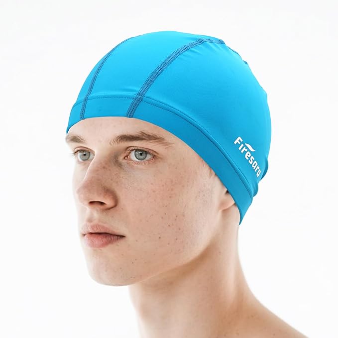 Firesara Fabric Swim Cap, High Elasticity Swimming Cap Keeps Hair Clean Breathable Fit Both Long Hair Short Hair, Swim Caps Woman Girls Men Kids One Size Hat-StrideForce Fitness