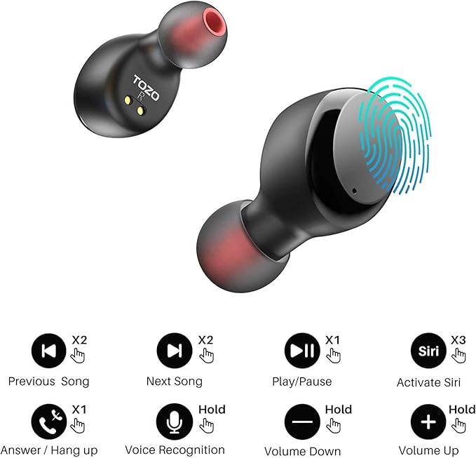 TOZO T6 Wireless Earbuds, Bluetooth 5.3 Ear Buds, Stereo Sound in Ear Headphones, 50 Hours Playtime, Wireless Charging Case, APP Customizable EQs, IPX8 Waterproof Earphones-StrideForce Fitness