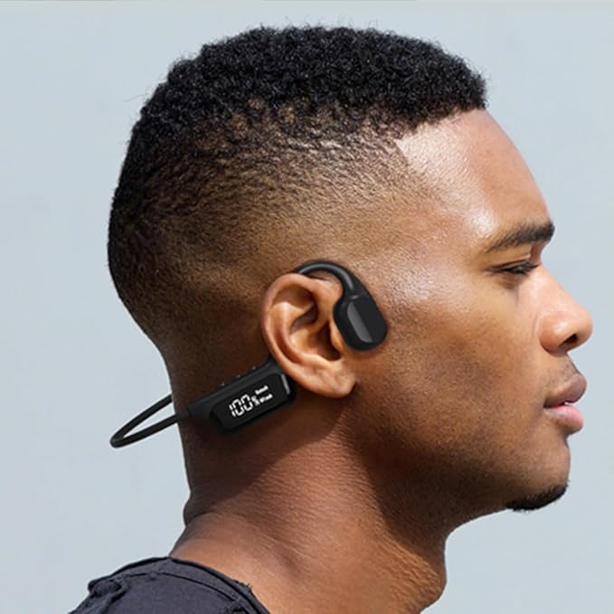 IHAO Swimming Headphones True Bone Conduction Open Ear Headset MP3 Player Built-in 32G Memory IP68 Underwater Waterproof Stereo Bluetooth Earphone for Driving Bicycling Running Skiing-S10 White-StrideForce Fitness