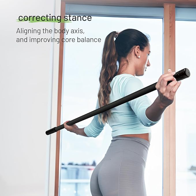 Slim Panda Yoga Stick, 5ft Natural Bamboo Stick with Rubber Ends, Exercise Stretching Stick for Yoga, Stretching, Balance and Correcting Posture, Rehabilitation Physical Therapy Aids-StrideForce Fitness