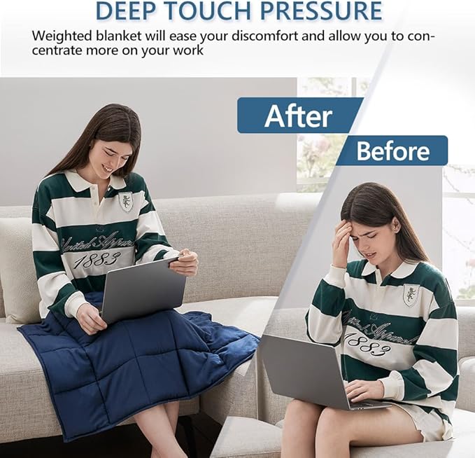 L'AGRATY Weighted Lap Pad 7lb: Small Weighted Blanket for Adults - Cooling, Portable Travel - Washable All-Season (29" x 24")-StrideForce Fitness