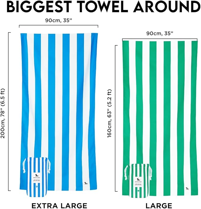 Dock & Bay Beach Towel - Quick Dry, Sand Free - Compact, Lightweight - 100% Recycled - Includes Bag - Cabana - Set A (4), Large (160x90cm, 63x35)-StrideForce Fitness